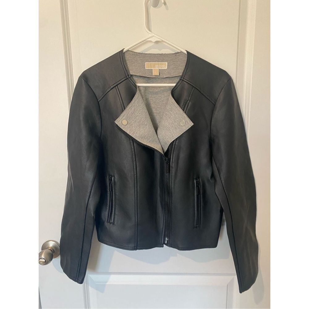 Michael Kors Faux Black Leather Jacket Woman's Size L